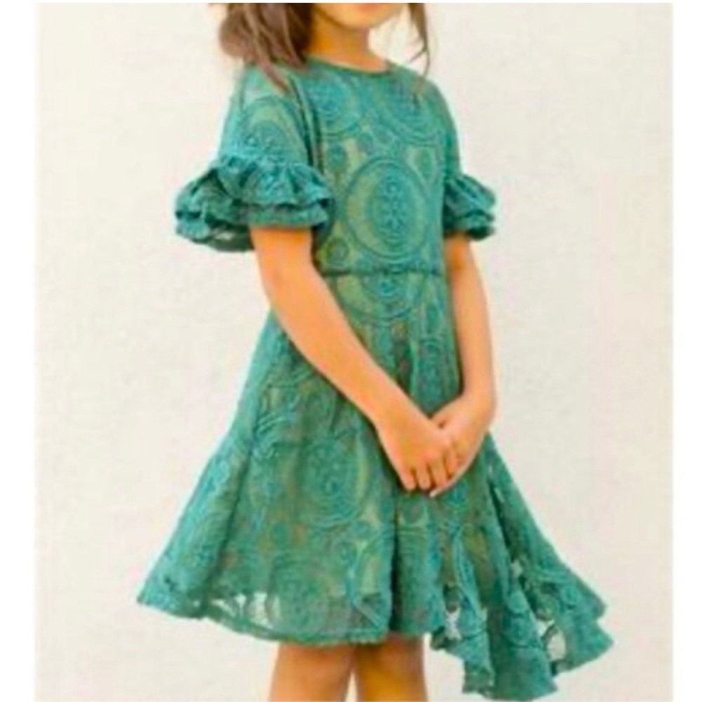 Mia Joy Joyfolie Tiered Hi-Lo Lace Dress Girls Size 10